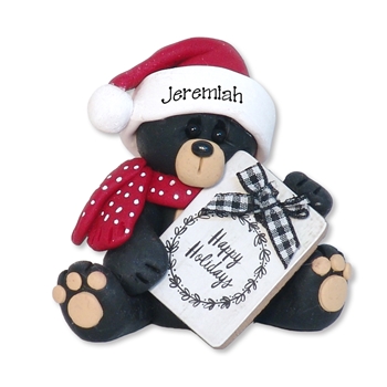 Black Bear w/Sign Handmade Christmas Ornament