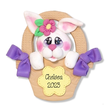 Personalized EASTER BUNNY Ornament Handmade Polymer Clay