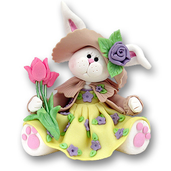 Belly Bunny Girl w/Tulips Easter  Figurine