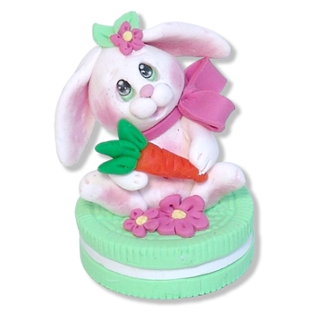 White Baby Bunny on Pastel Breen Cookie Handmade Easter Decor