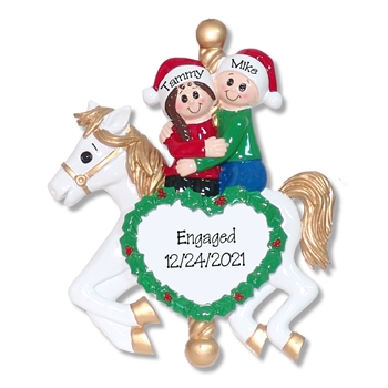 Couple on Carousel Horse Personalized Christmas Ornament - RESIN