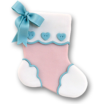 Pink Baby Stocking Personalized Baby's 1st Christmas Ornament
