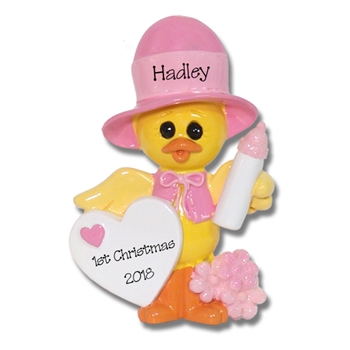 Girl Baby Chick Baby's 1st Christmas Personalized Ornament RESIN