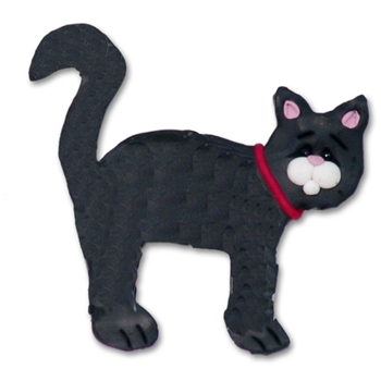 Black & White Flat Cat w/White Muzzle Personalized Cat Ornament - Limited Edition
