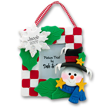 Snowman<br>Personalized Ornament<br>Picture Frame