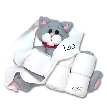 Gray Covid KITTY CAT w/White Muzzle Wrapped in Toilet Paper