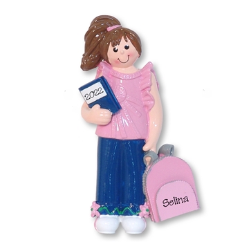 Back To School Girl - Personalized Christmas Ornament  - RESIN