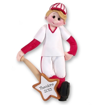 Blonde Giggle Gang Baseball Player Handmade Personalized Ornament - Limited Edition
