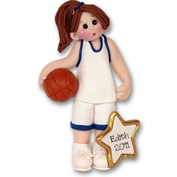 Girl Basketball Player-Female Handmade Polymer Clay Ornament  in Custom Gift Box