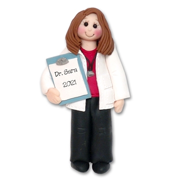 Female Doctor Handmade Personalized Ornament in Custom Gift Box