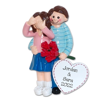 Surprise!  "Flowers for my Sweetheart Couple" Personalized Christmas Ornament