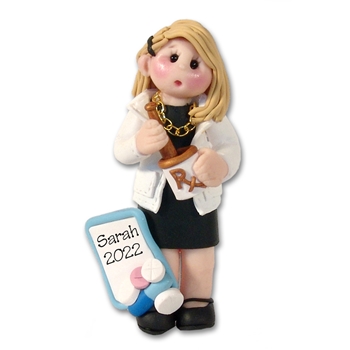 Female Pharmacist Handmade Polymer Clay Personalized Ornament - Limited Edition - BLONDE