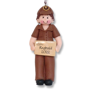 Male UPS Driver Handmade Polymer Clay Personalized Ornament