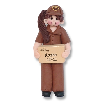 Female UPS Driver Handmade Polymer Clay Personalized Ornament