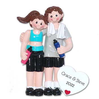 Couple Working Out Christmas Couples Ornament - RESIN