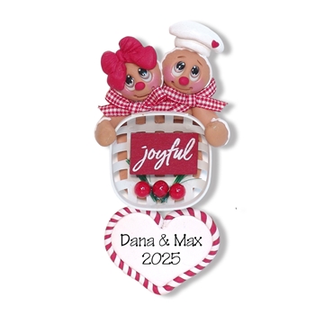 Gingerbread Couple with "Joyful" Sign & Heart