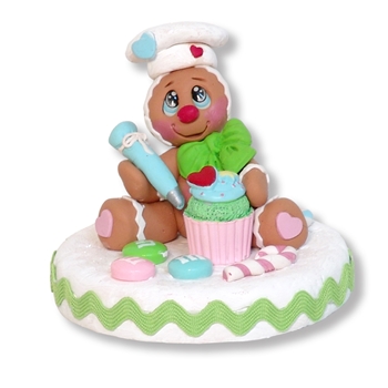 Gingerbread Clay Figure with Cupcake figurine