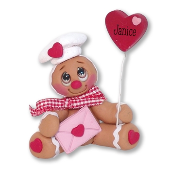 Valentine Gingy Gingerbread Figurine with Heart Balloon