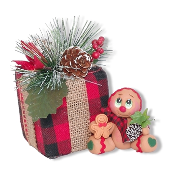 Gingerbread Clay Figure with Gift Box