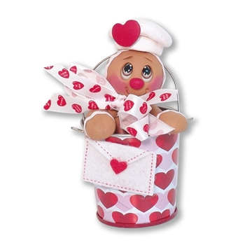 Valentine Gingy Gingerbread Figurine in Valentine Bucket