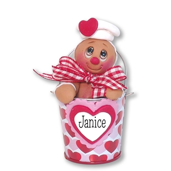 Valentine Gingy Gingerbread Figurine in Valentine Bucket