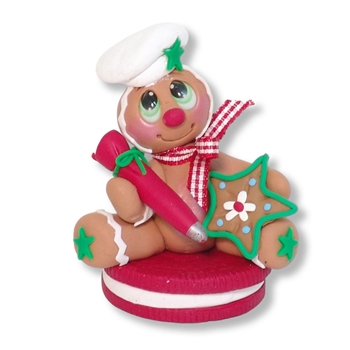 Gingerbread Figurine on Cookie Handmade Polymer Clay