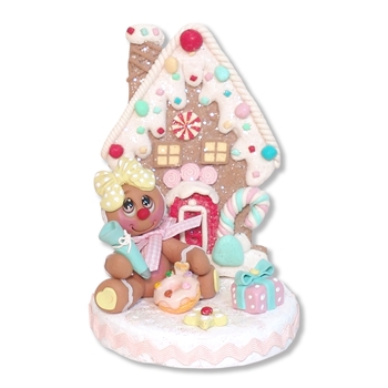 Gingerbread Clay Figure with Gingerbread House & Donut