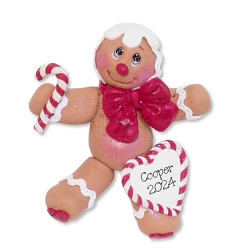 Gingerbread "Gingy" with Candy Cane Christmas Ornament -