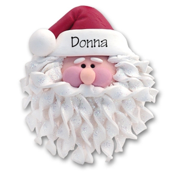 Santa Face w/Noodle Beard<br>Personalized Ornament - SMALL