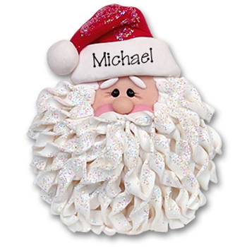 Santa Face w/Noodle Beard<br>Personalized Ornament
