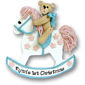 Rocking Horse w/Bear<br>Personalized Ornament
