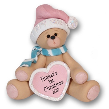 Baby's First Christmas - Bear w/Heart - Personalized Ornament