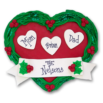 Heart w/3 Hearts<br>Personalized Family Ornament