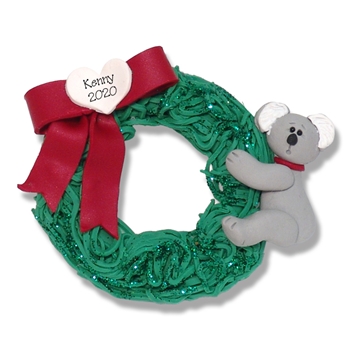 Christmas Koala Bear on Wreath Personalized Christmas Ornament Limited Edition
