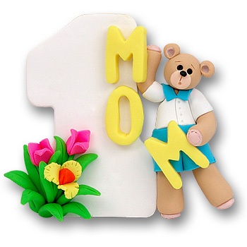 #1 Mom w/Belly Bear Boy<br>Personalized Ornament