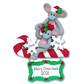 Covid-19 Merry Mouse Couple Personalized Couples Ornament - ON SALE!