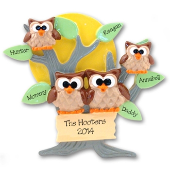 Owl Family of 4<br>Personalized Family Ornament