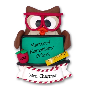 Owl with Blackboard Teacher / School Ornament Limited Edition