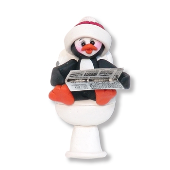 Petey Penguin on the Pot Personalized Ornament