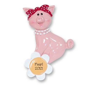 Pearl the Piggy Personalized Christmas Ornament -  RESIN