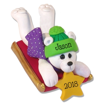 Polar Bear on Sled Personalized Ornament  - Limited Edition