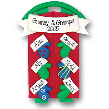 Sled w/6 Mittens<br>Personalized Family Ornament
