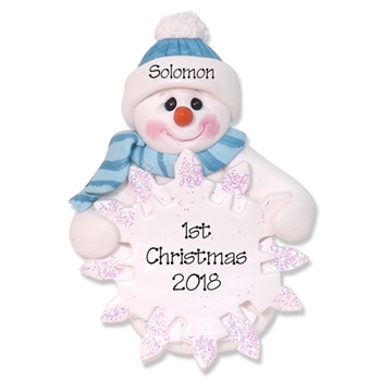 Snowman  Baby's 1st Christmas Ornament for Boy - Custom Ornaments