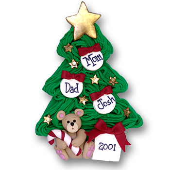 Christmas Tree w/3 Ornaments<br>Personalized Family Ornament