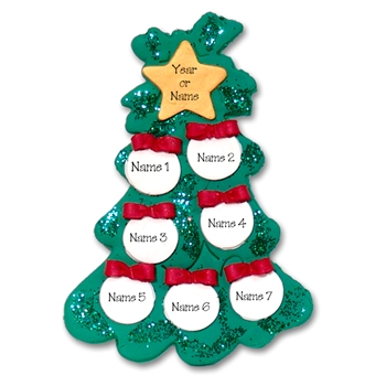 Christmas Tree w/7 Ornaments for a Family of 7 Personalized Ornament - Limited Edition