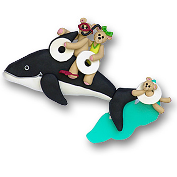 Whale w/3 Bears<br>Personalized Family Ornament
