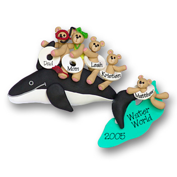 Whale w/5 Bears<br>Personalized Family Ornament