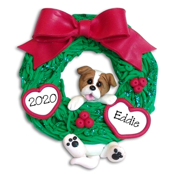 Jack Russell Hanging in Wreath Personalized Dog Ornament - Limited Edition
